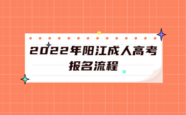 2022年广东阳江市成人高考报考流程