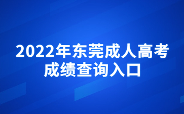 2022年广东东莞市成人高考成绩查询系统